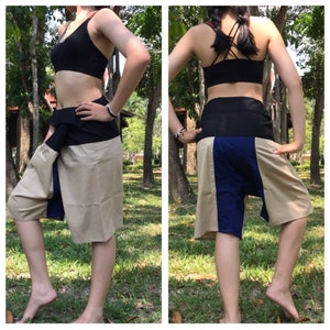 Discount 20%--Short Patchwork pants, Thai fisherman pants with 1 pocket, free size (see detail).(No.29)