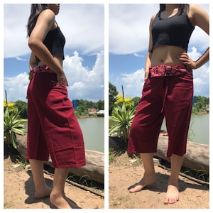 3/4 Soft Cotton Pants, Thai fisherman pants with 1 pocket, free size (see detail).A36