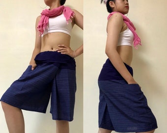 Short Soft Cotton pants, Thai fisherman pants with 1 pocket, free size (see detail).A50