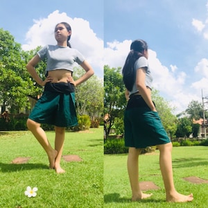 Short Soft Cotton pants, Thai fisherman pants with 1 pocket, free size (see detail).A59