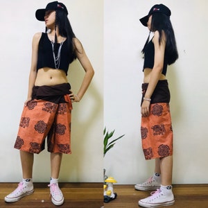 Short Soft Cotton pants, Thai fisherman pants with 1 pocket, free size (see detail).A37