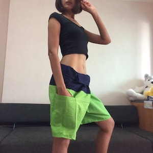 Short Soft Cotton pants, Thai fisherman pants with 1 pocket, free size (see detail).A54