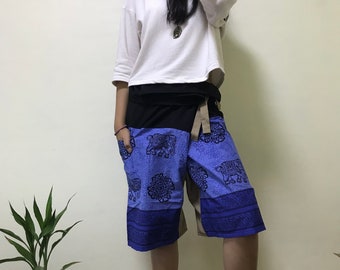 Pantalon court en coton doux, pantalon de pêcheur thaïlandais avec 1 poche, taille unique (voir détail). A38