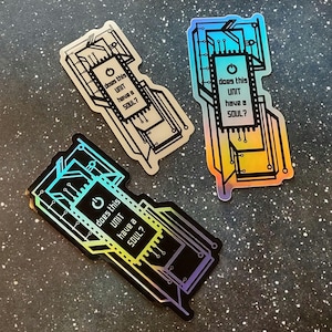 Mass Effect || "Does This Unit Have a Soul?" Legion quote || 3" holographic or 2.5" transparent vinyl stickers