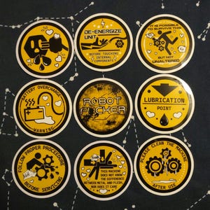 Robof*cker ステッカー || セット 2 || ロボット、機械、コンピューター || 注意標識のパロディ