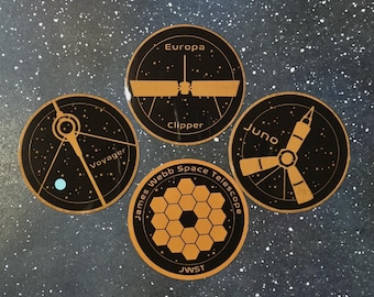 Space Exploration || NASA Science Missions: Voyager, Europa Clipper, JWST, Juno || 2" and 2.5" vinyl stickers
