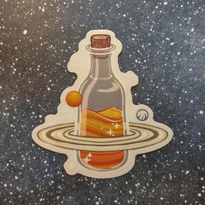 Space || Planets in Jars || semi transparent vinyl stickers || Mercury, Venus, Earth, Mars, Jupiter, Saturn, Uranus, Neptune, Pluto Saturn v1