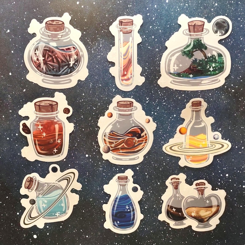 Space || Planets in Jars || semi transparent vinyl stickers || Mercury, Venus, Earth, Mars, Jupiter, Saturn, Uranus, Neptune, Pluto image 4