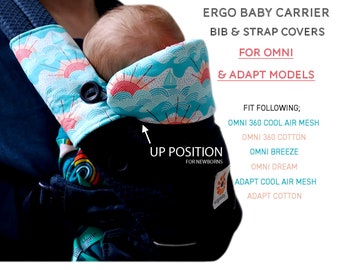 Ergo OMNI Drool pads & teething bib ADAPT Ocean Sunset Flowers Herringbone Black and White Baby Carrier Suck Chew pads New baby Animals