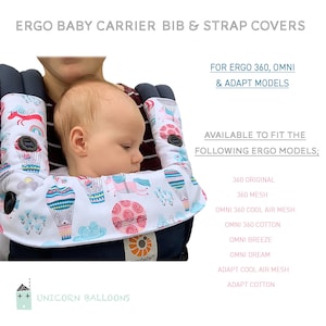 Ergo Baby Carrier Covers Unicorn Drool Pads & Bib protection Portabebés estructurado Modelos OMNI 360 Mesh Breeze Dream Cotton Balloon