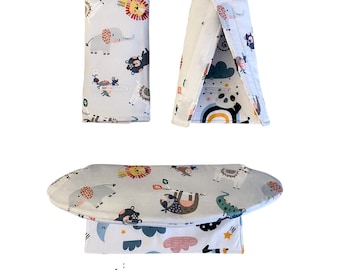 REVERSIBLE Ergo OMNI Drool pads & teething bib Baby Carrier Covers Up Down Bib Position Floral Cactus Safari Animals New baby Gift Suck Chew