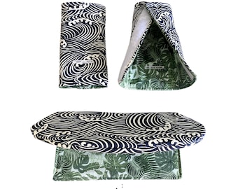 REVERSIBLE Ergo OMNI Drool pads & teething bib Baby Carrier Covers Up Down Bib Position Japanese Waves Leaves Flowers New baby Suck Chew