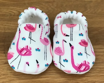 Flamingo shoes Baby moccasins Soft sole shoes Tropical crib shoes First walkers Baby pram shoes Kids slippers 0-5Y Pink girls Slip-on shoes