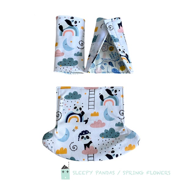 REVERSIBLE Ergo OMNI Drool pads & teething bib Baby Carrier Covers Up Down Bib Position Floral Cactus Safari Animals New baby Gift Suck Chew