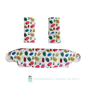 Ergo 360 REVERSIBLE Almohadillas para chupar y babero para dentición Ergo OMNI Fresas Animales Estrellas Portabebés Fundas para bebés