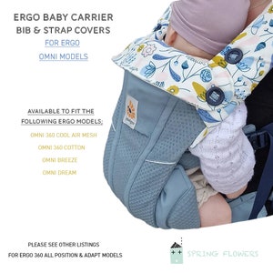 REVERSIBLE Ergo OMNI Baby Carrier Bib & Drool pads Primavera Flores Mariposas Baby sling Dentición Suck Chew Correa cubre regalo recién