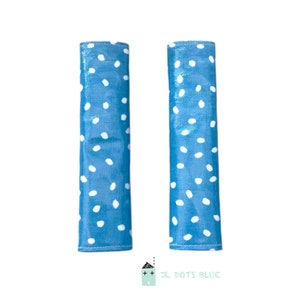 Highchair strap covers, oilcloth straps, wipeable pram straps, flexa highchair, Koo-di Duo, pram suck pads, carseat straps, stokke pushchair JL Spots - Blue