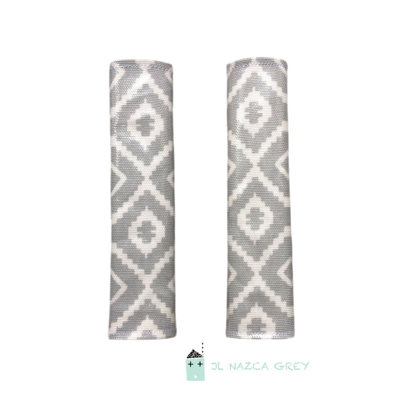 Highchair strap covers, oilcloth straps, wipeable pram straps, flexa highchair, Koo-di Duo, pram suck pads, carseat straps, stokke pushchair JL Nazca Grey