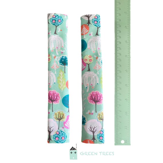 Longer length Cotton Highchair Padded Strap Covers in selection of bright and colourful fabrics - Green Trees Woodland Forest - 23cm Long