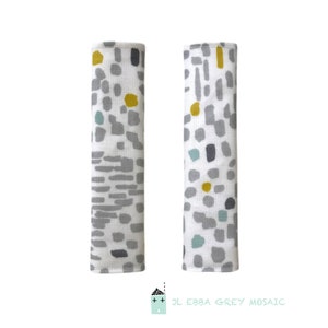 Highchair strap covers, oilcloth straps, wipeable pram straps, flexa highchair, Koo-di Duo, pram suck pads, carseat straps, stokke pushchair JL Ebba Grey Mosaic
