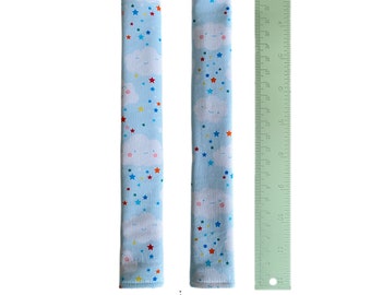 Longer length Cotton Highchair Padded Strap Covers in selection of bright and colourful fabrics - Clouds & Stars - 23cm Long