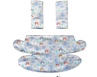 Ergo 360 Drool pads & bavoir de dentition Ergo Adapt Rainbow Elephants Animaux Porte-bébé Porte-bébé Coussinets à sucer Coussinets à mâcher