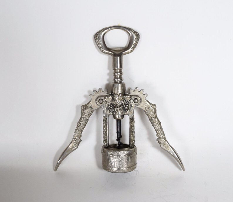 Vintage Antique Bottle Opener Corkscrew Silver Barman Heavy Etsy