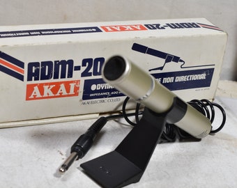 Vintage Collectible Microphone ADM-20 Akai-Dynamic Microphone Non Directional Made In Japan