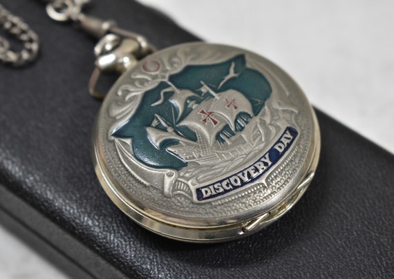 Rare Soviet Russian Molnija Pocket Watch Discovery Day CHRISTOPHER COLOMBUS Etsy Denmark