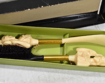 Vintage Greek Greece Brush & Shoehorn Set In Original Box-Panagopoulos-w/Design Handles Accessories