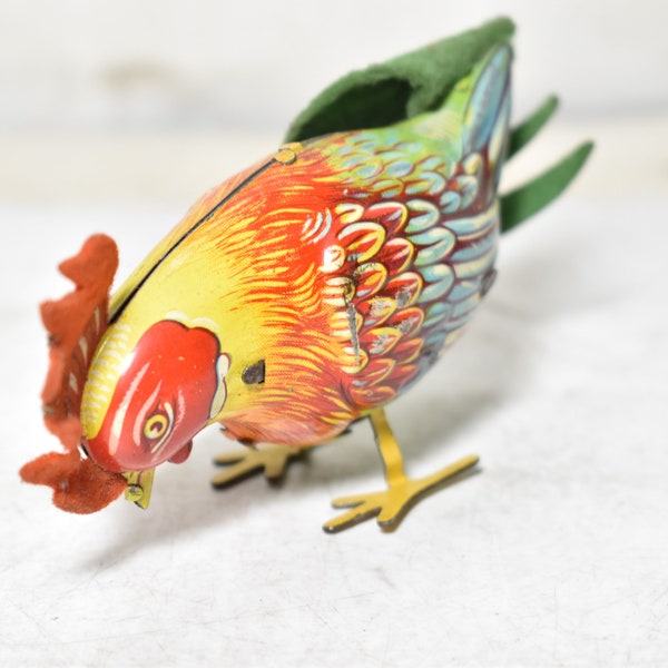 Vintage Collectible Made In Germany Tin Toy-Wind Up Tin Toy-Chicken Shape