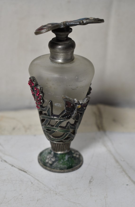 Vintage Beautiful Empty Perfume Bottle w/Beautiful De… Gem