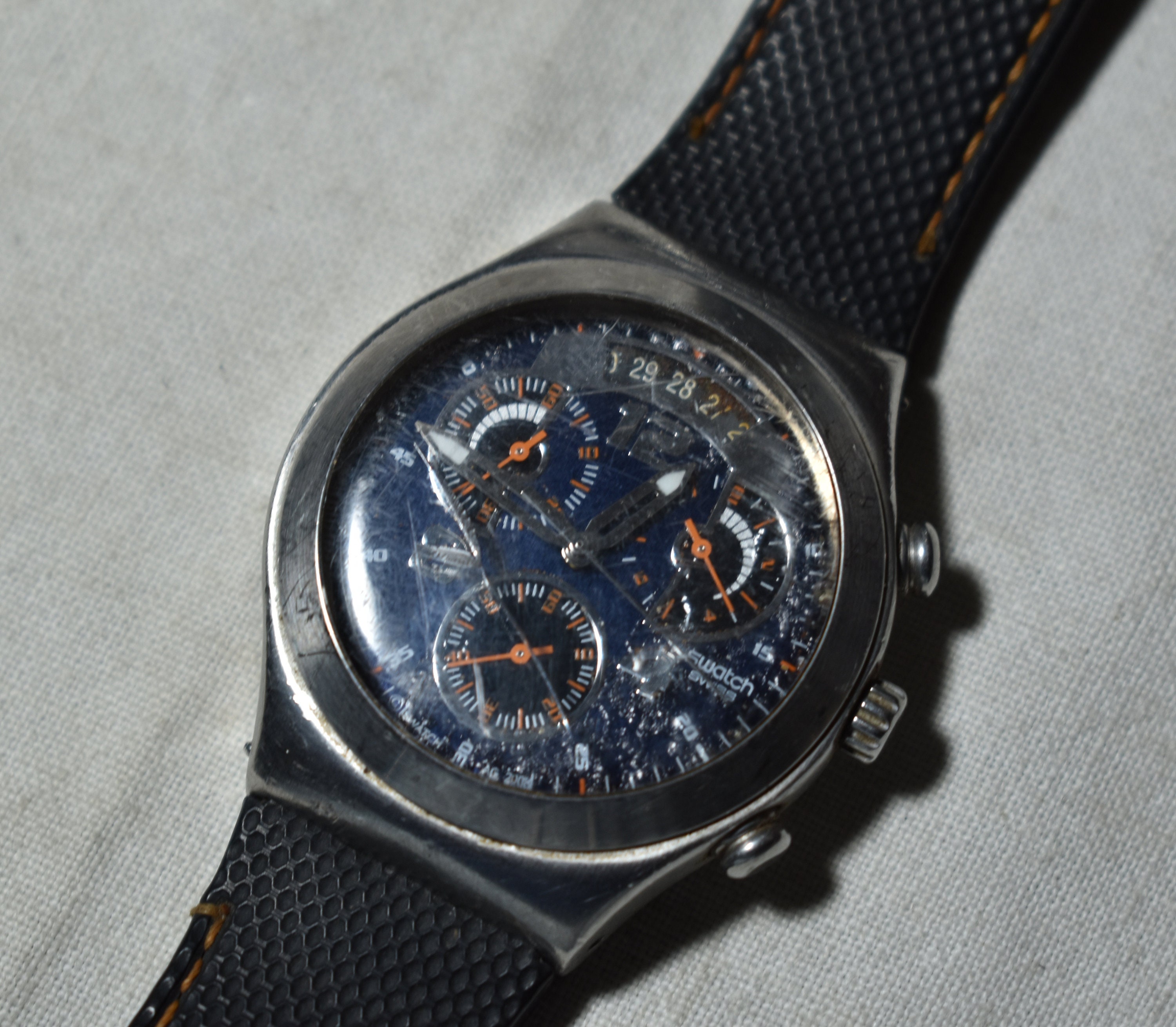 Vintage Swatch Irony Chronograph Blue Dial Wristwatch
