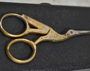 Vintage Collectible Tool,Equipment-Sewing Scissors Stork Design