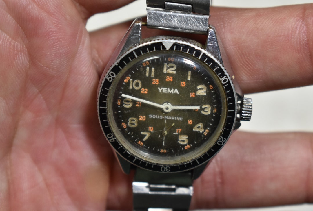Vintage verzamelobject Yema Sous Marine Watch 760081 Antimagnetisch polshorloge sieraad accessoirecadeau Etsy Nederland