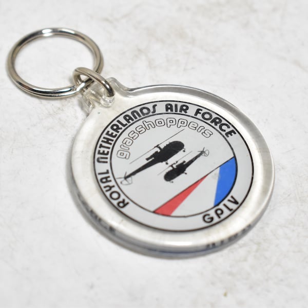 Vintage Collectible Plastic Royal Netherlands Air Force Grasshoppers GPLV Key Chain