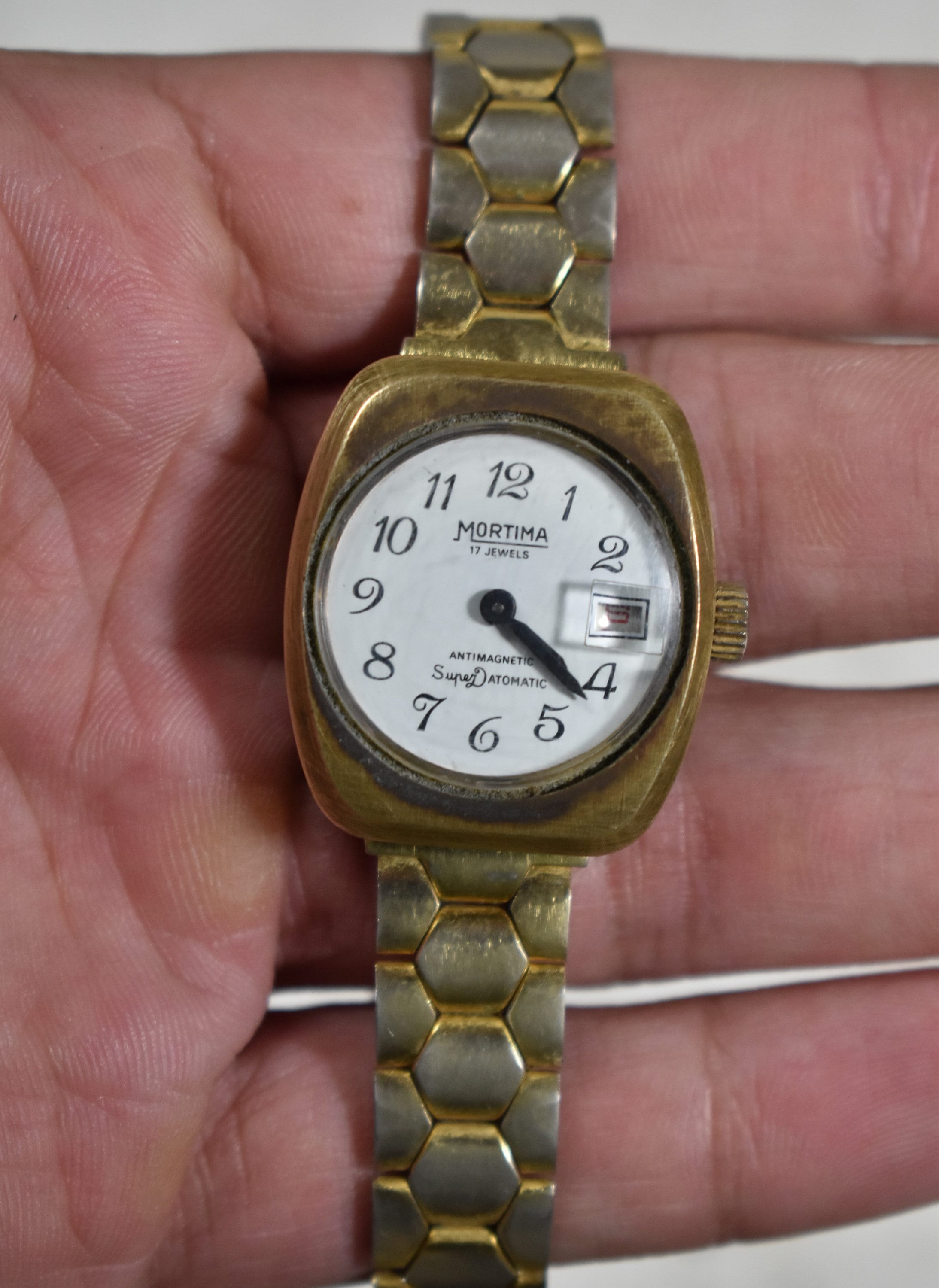 Vintage Mortima 17 Jewels Antimagnetic Superdatomatic Watch bronze Stainless St. Etsy