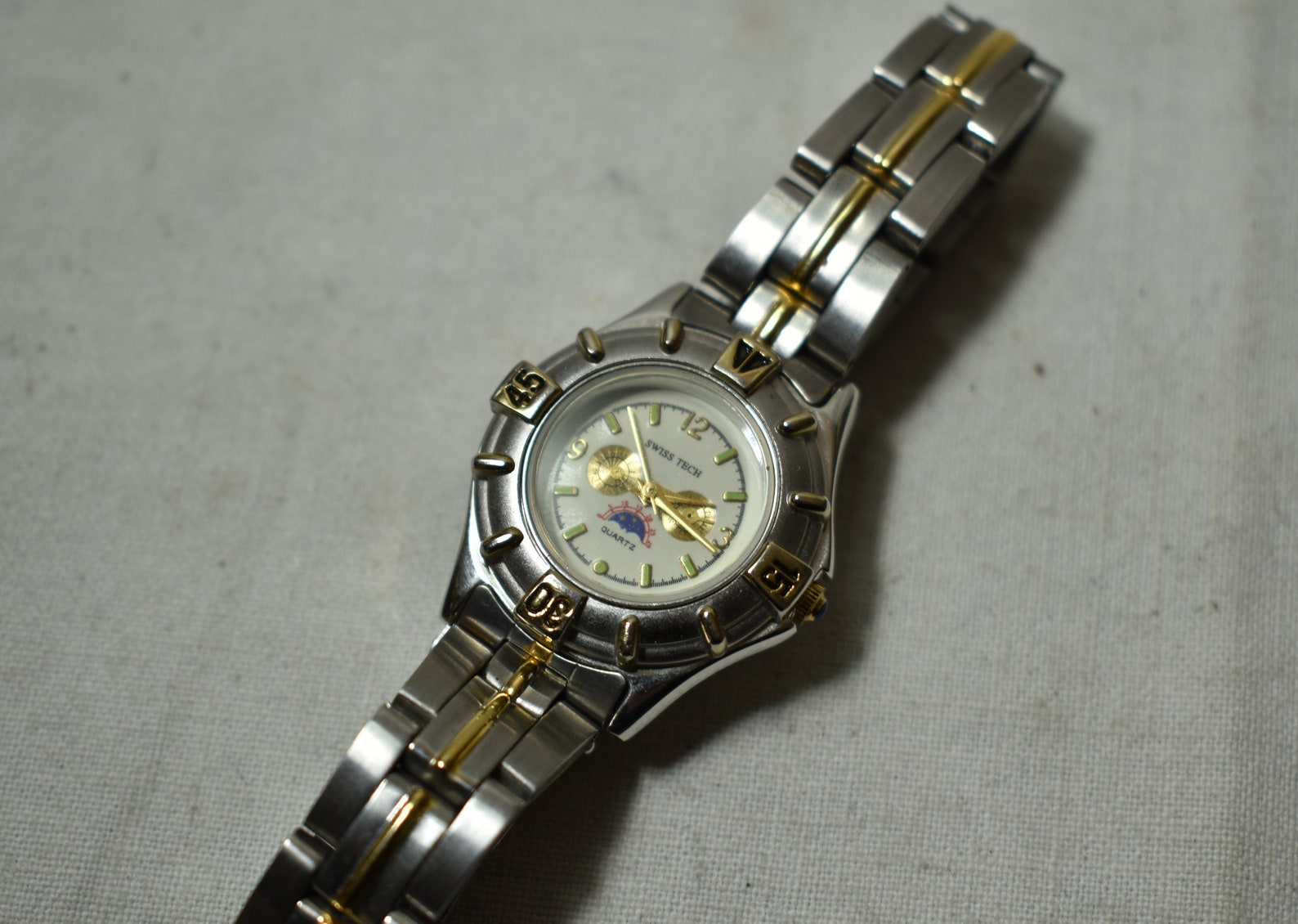 Vintage Swiss Tech Quartz Watch Water Resistant Stainless Etsy