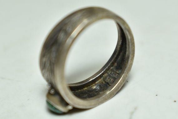 Vintage Silver Ring 925 Jewel-Stackable Ring-Engr… - image 6