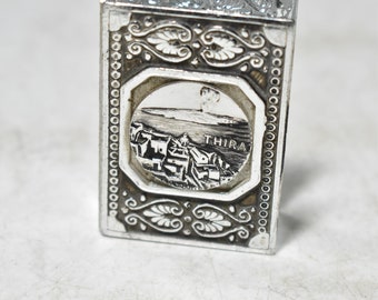 Vintage Collectible Greece Greek w/Design Thira Tobacco Matchbox Case-Matchbox Case Collectible