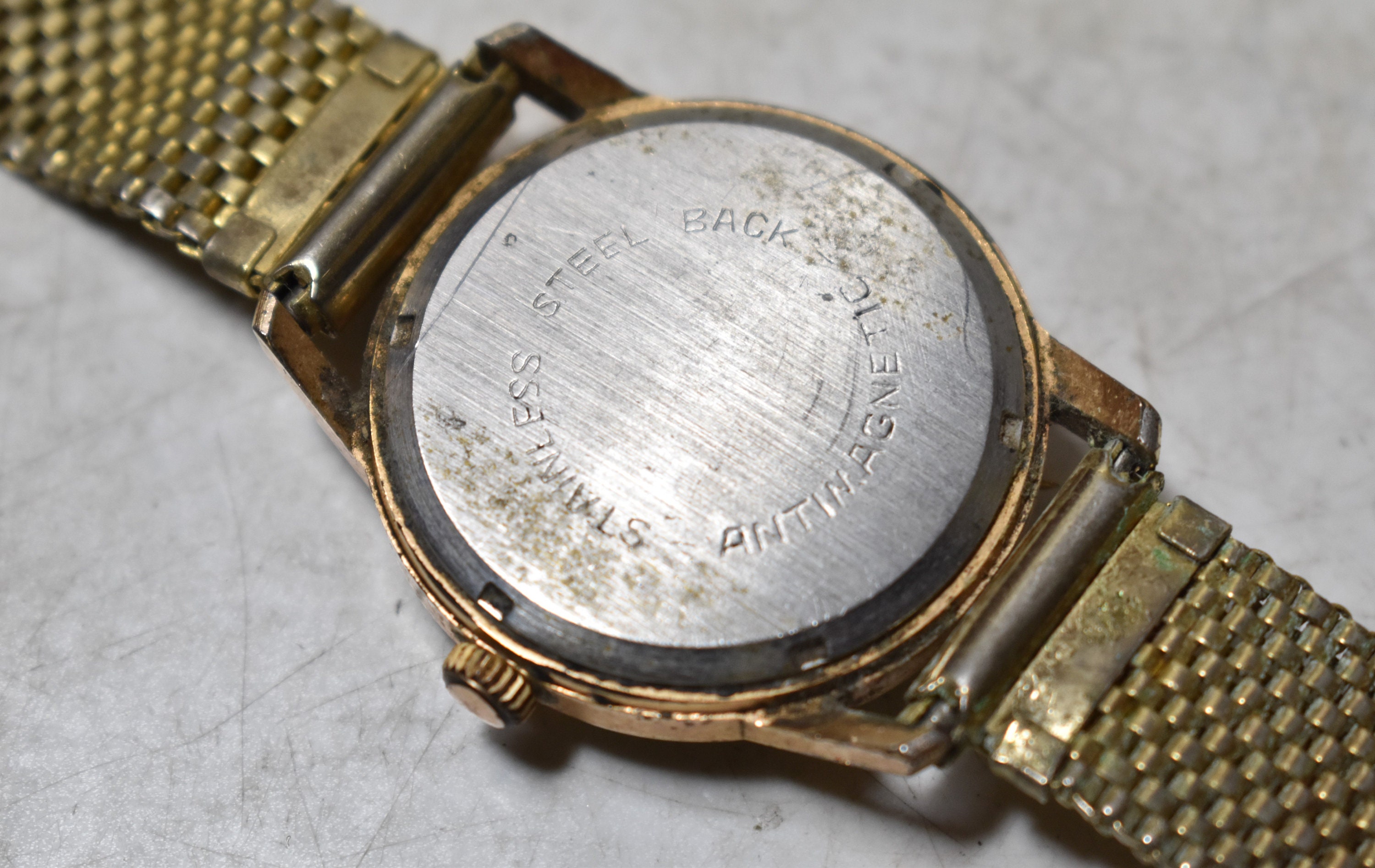 ヴィンテージ MOD Ancre 17 Rubis ウォッチ ステンレススチール バック  