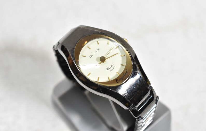 Vintage Omax Crystal Quartz Watch-stainless Steel Wristwatch - Etsy