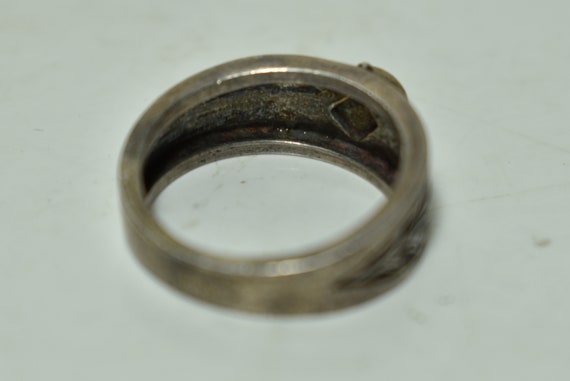 Vintage Silver Ring 925 Jewel-Stackable Ring-Engr… - image 4