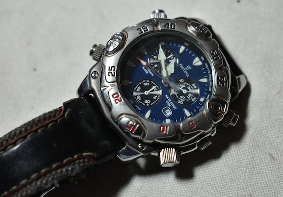 Vintage Alarm Chronograph Festina Watch 6565 Water Resistant 10ATM Working