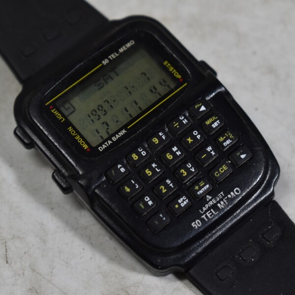 Vintage 50 Tel Memo Digital Calculator Watch-Data Bank Watch Collectible