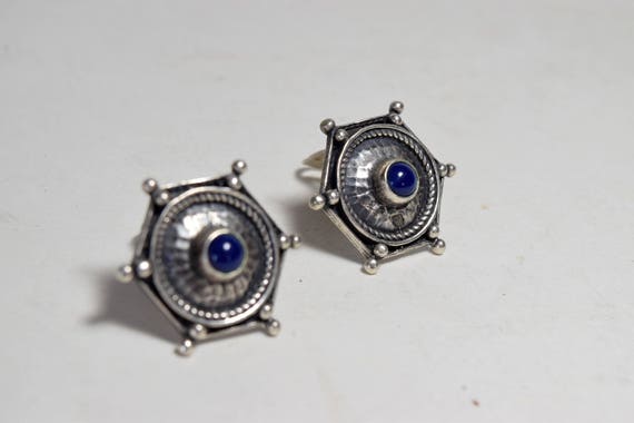 Hexagon Earrings, Vintage Earrings, Modernist Jewe