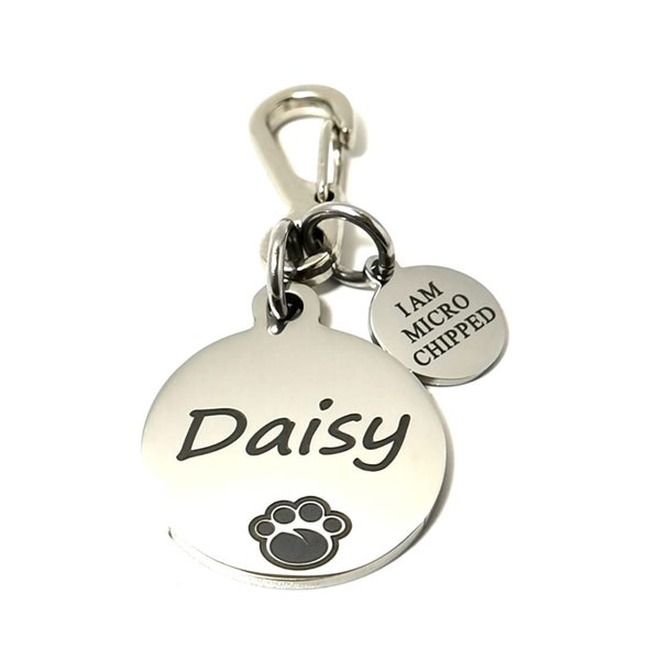 Personalised Stainless Steel I AM MICROCHIPPED Pet Id Tags, Dog Collar Tags  by Giftetch.