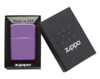 Personalised High Polish Purple Zippo Lighter – Engraved by GIFTETCH