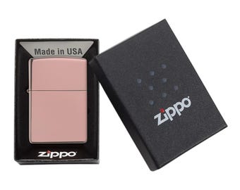 Encendedor Zippo personalizado de oro rosa pulido, auténtico Zippo resistente al viento, acabado de lujo, grabado personalizado, regalo de GIFTETCH.