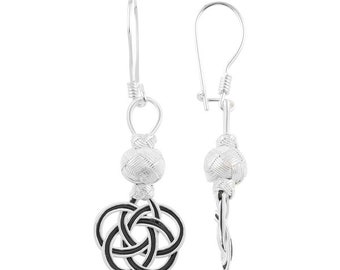 Sterling Silver Handwoven Silver/Oxidized Two Tone Celtic Love Knot Earrings by Giftetch